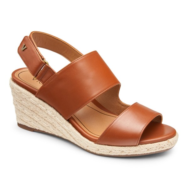 Vionic Sandals Ireland - Brooke Wedge Sandal Brown - Womens Shoes Clearance | BVHOX-8265